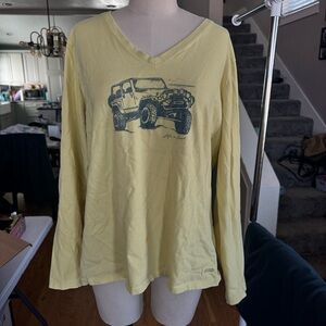Life is good Yellow Long Sleeve Jeep Graphic Tee (see photo for small flaw)
